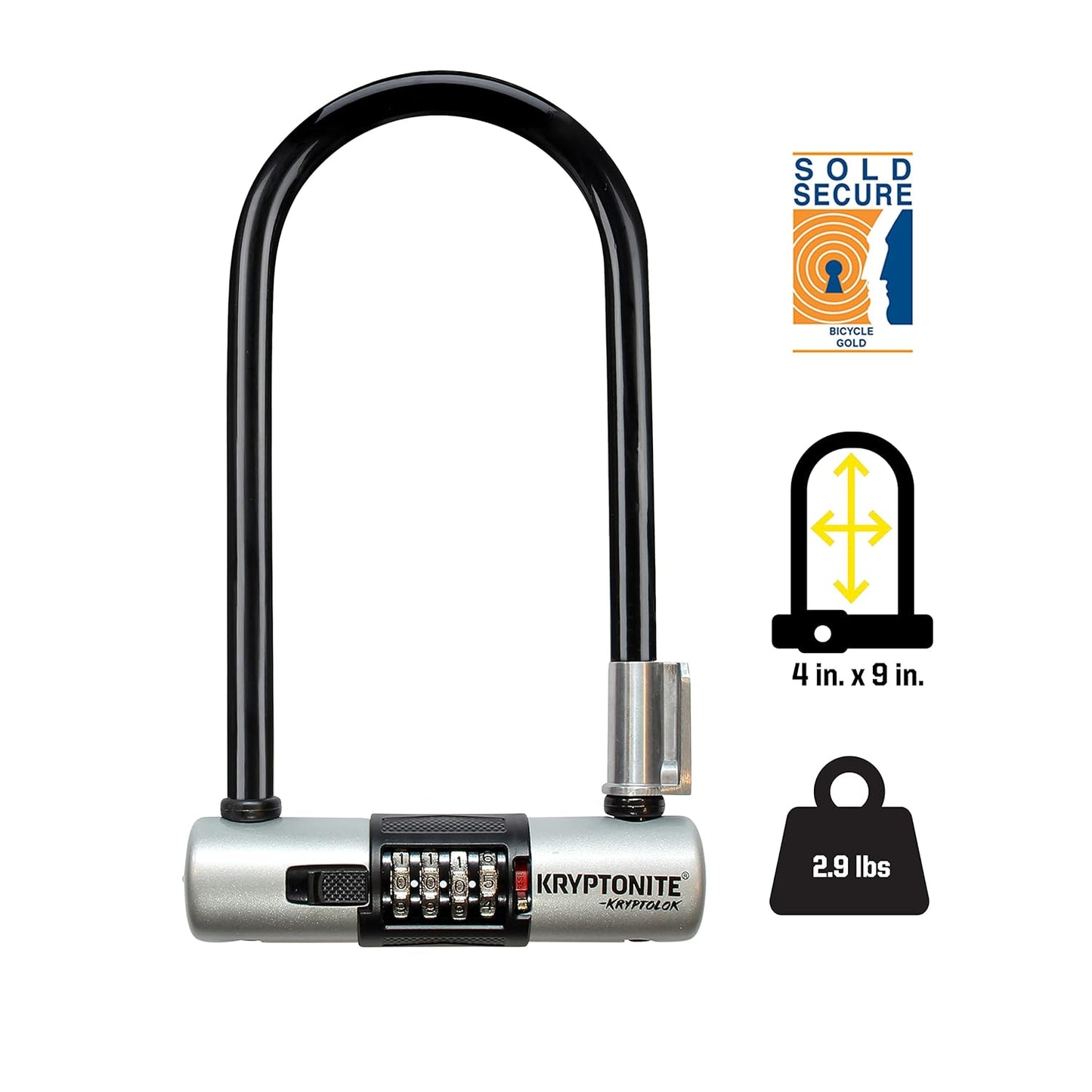 Kryptonite Kryptolok Combination U-Lock | Seguridad Total para tu Bicicleta en Cualquier Lugar