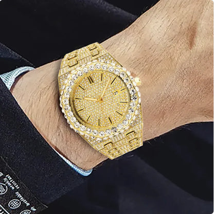 Reloj de Cuarzo con Diamantes Estrellados para Hombre