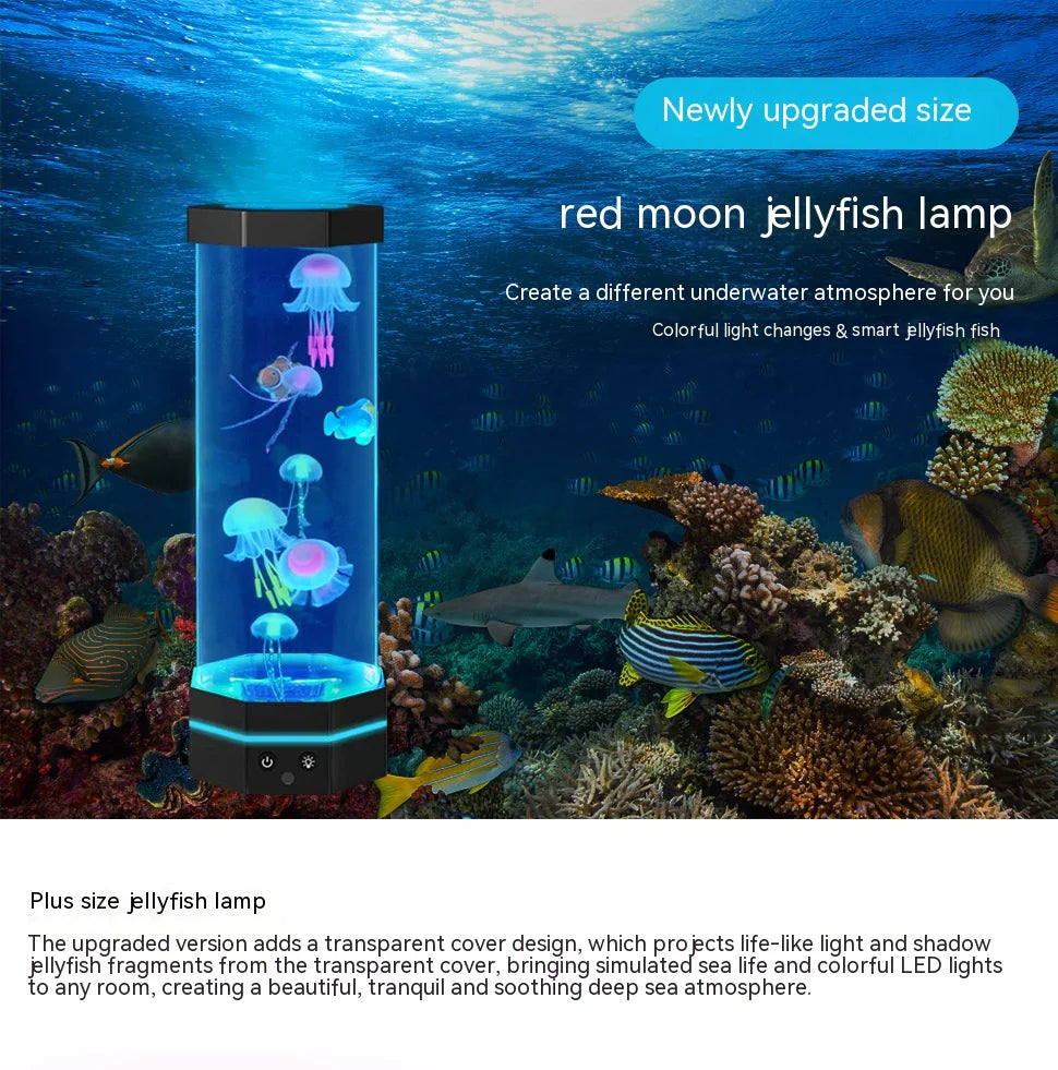 Lámpara de Lava con Medusas Flotantes – 17 Colores LED, Control Remoto, Luz Nocturna Decorativa 15” USB   | Magia Marina en tu Hogar