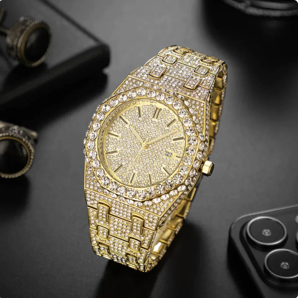 Reloj de Cuarzo con Diamantes Estrellados para Hombre