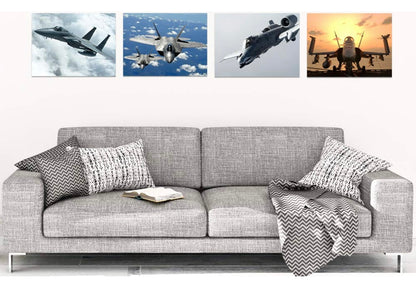 Artery8 Military A-10 Warthog F-15 Eagle F-18 Hornet F-22 Raptor Fighters Navy Wall Art Print Poster Pack of 4