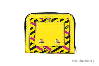 Versace La Greca Yellow Zip Coin Pouch Wallet
