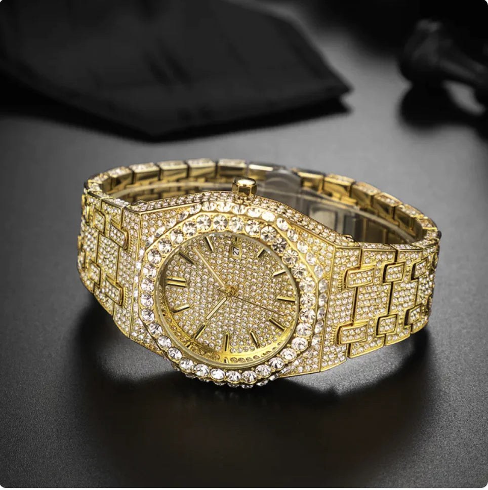 Reloj de Cuarzo con Diamantes Estrellados para Hombre