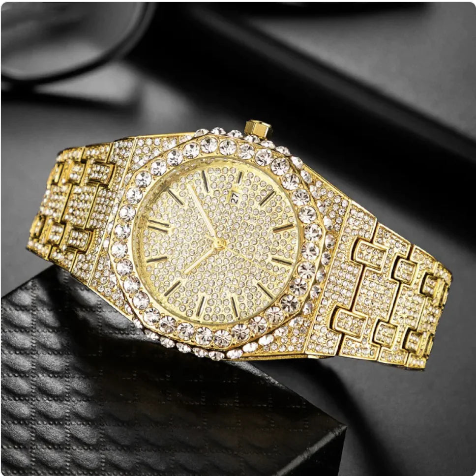 Reloj de Cuarzo con Diamantes Estrellados para Hombre