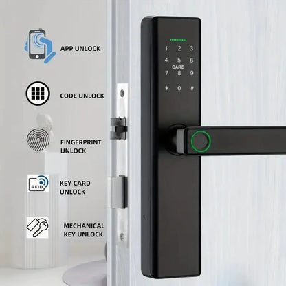 Cerradura Inteligente con Contraseña y Huella Digital para Puertas de Madera