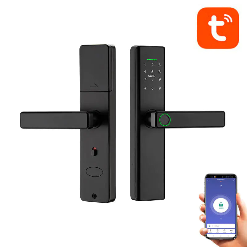 Cerradura Inteligente con Contraseña y Huella Digital para Puertas de Madera